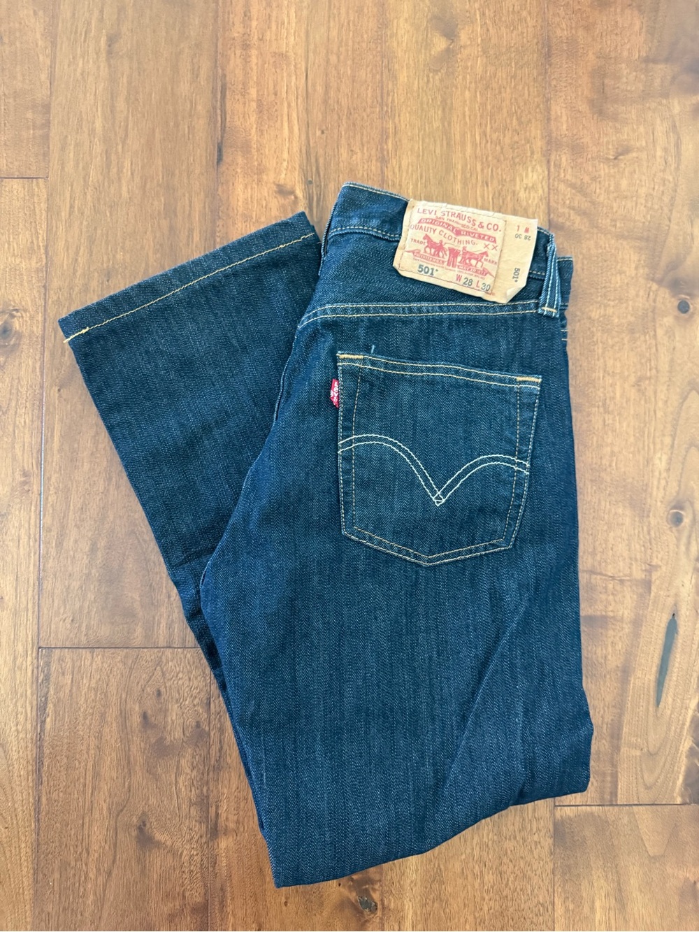 Levi's 501 Original Fit Jeans Clean Rigid Blue Indigo Petite Crop - Picture 3 of 13